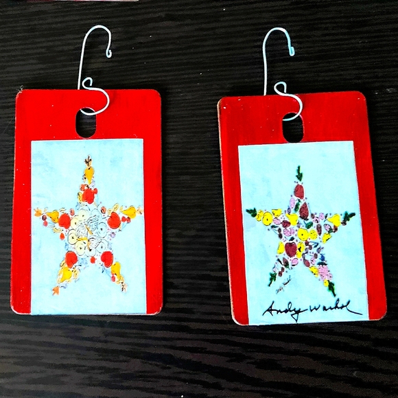 NEW Andy Warhol Handcrafted 6 Ornaments Set! CHRISTMAS 2-Wreaths 2-Trees 2-Shoes - Picture 2 of 8